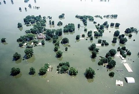 100-year flood: a flood event that has a 1% probability of occurring in any given year; an exceptionally large flood