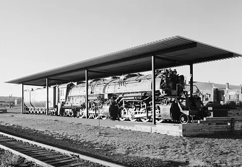 2-8-8-4: under the Whyte notation system, a Mallet-type locomotive with two leading wheels on a leading...