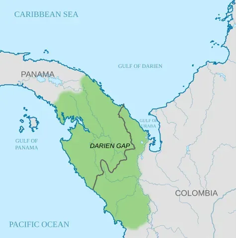 darién gap: a geographical region between the North and South American continents, along the border of Panama...