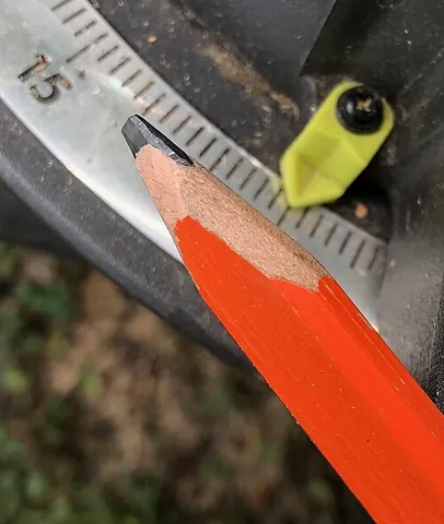 carpenter's pencil: a pencil specifically designed for the requirements of a carpenter: oval shape makes it less likely...