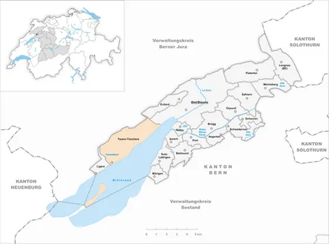 twann-tüscherz: a municipality in Biel/Bienne district, Bern canton, Switzerland, comprising the lakeside villages...