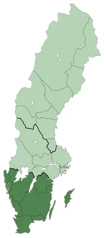 götaland: a land in southernmost Sweden, one of Sweden's three modern lands