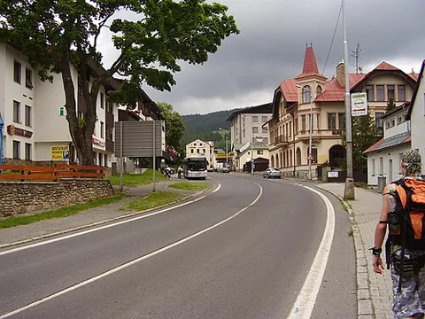 železná ruda: a town in Klatovy district, Plzeň region, Czech Republic, near Bayerisch Eisenstein in Bavaria