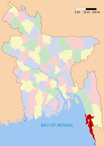 cox's bazar district: one of the eleven districts in the Chittagong Division of Bangladesh