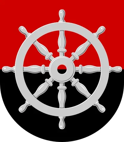 ship's wheel: a device used aboard a water vessel to steer that vessel and control its course