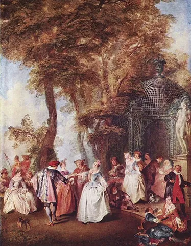 fête champêtre: a garden party (pastoral festival) that was a popular form of entertainment in the 18th century,...
