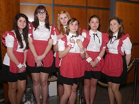 maid café: a novelty restaurant, originating in and found predominantly in Japan, in which guests are served...