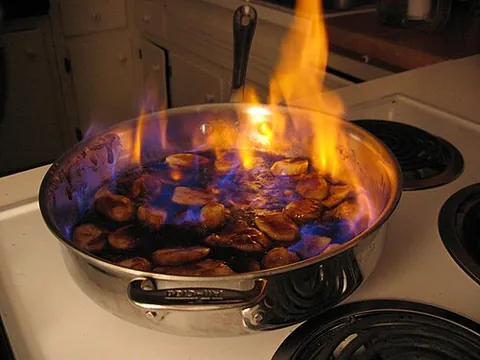 flambé: being, or having been, flambéed