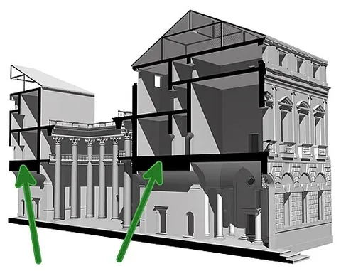 poché: areas of an architectural plan or section that are filled in, often by cross-hatching or solid...