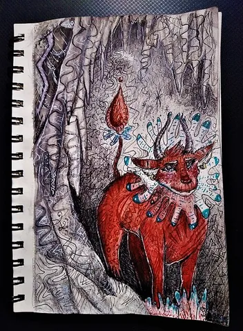 aatxe: a spirit in Basque mythology, a cave-dwelling shapeshifter usually taking the form of a young bull....