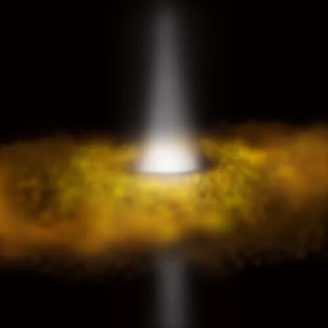 accretion disk: a structure formed by matter falling into a gravitational source such as a galaxy, black hole, or...