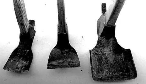 adze: a cutting tool that has a curved blade set at a right angle to the handle and is used in shaping...
