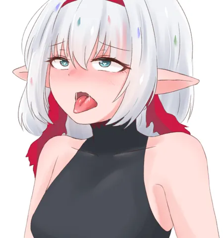 ahegao: an exaggerated facial expression consisting of flushed cheeks, rolled-back eyes, and the tongue...