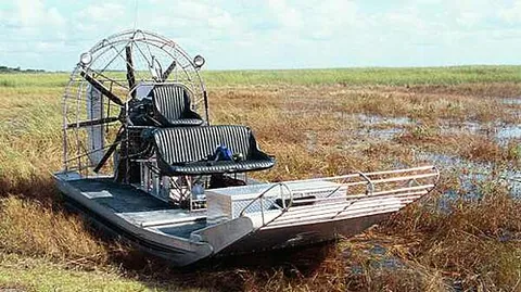 airboat: a flat-bottomed boat driven by an in-air propeller and used in shallow water