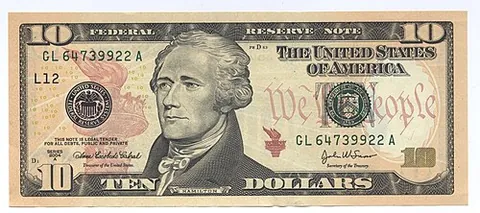 alexander hamilton: a United States ten-dollar bill