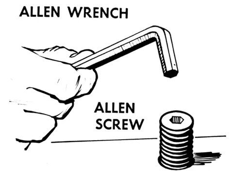 allen wrench: synonym of hex head wrench