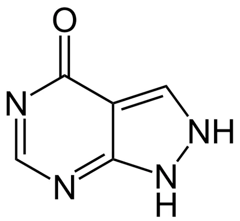 allopurinol: a synthetic drug which inhibits uric acid formation, used to treat gout and related conditions