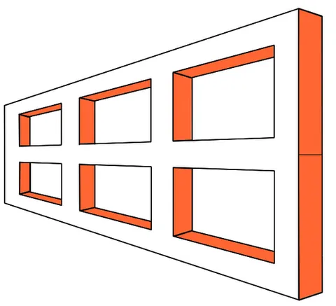 ames trapezoid: an optical illusion in which a trapezoid, subdivided into squares to look like a paned window, and...