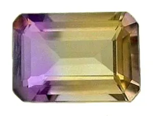 ametrine: a naturally occurring variety of quartz, with zones of purple and yellow or orange