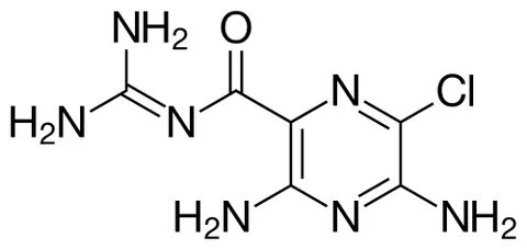 amiloride: a diuretic C₆H₈ClN₇O that promotes sodium excretion and potassium retention; any related compound