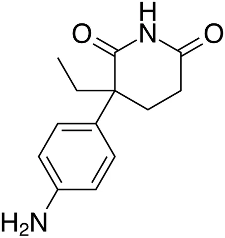 aminoglutethimide: a drug C₁₃H₁₆N₂O₂ that inhibits the production of steroids by the adrenal cortex by blocking the...