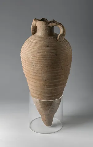 amphora: a large, two-handled vessel, especially a thin-necked clay vat used in ancient Greece and Rome for...