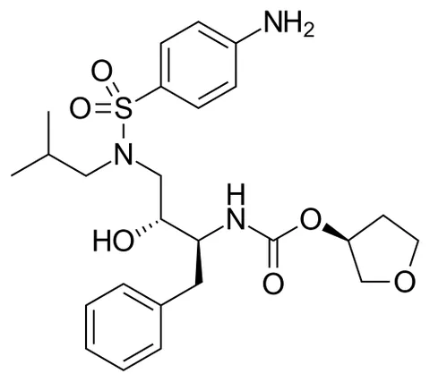 amprenavir: an antiretroviral drug of the protease inhibitor class that is used to treat HIV infected patients