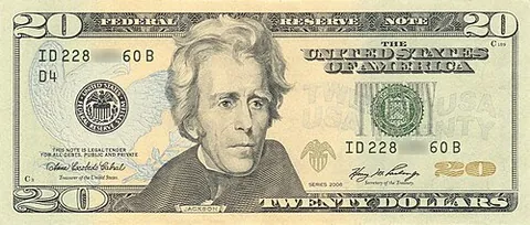 andrew jackson: a United States twenty-dollar bill
