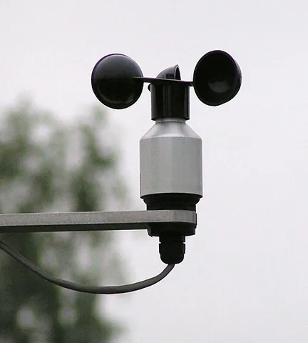 anemometer: an instrument for measuring and recording the speed of the wind, a windmeter