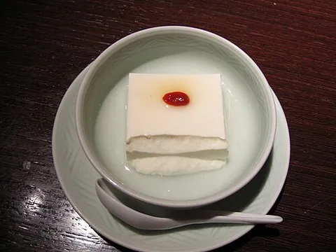 annin tofu: a soft, jellied dessert made of apricot kernel milk, eaten in Chinese and Japanese cuisine