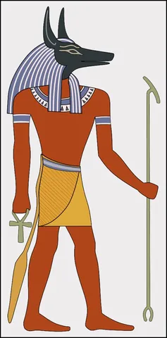 anubis: in the mythology of ancient Egypt, the god of the dead and tombs, commonly depicted with the head...