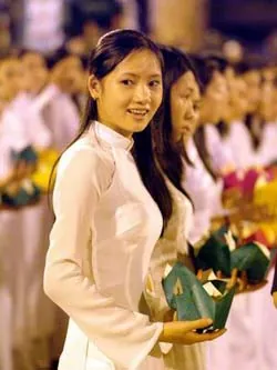 ao dai: a two panelled dress, worn by Vietnamese women as a national costume