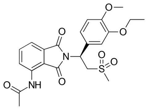 apremilast: a medication that acts as a selective inhibitor of phosphodiesterase 4, used for the treatment of...