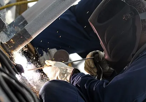 arc welding: the process of welding two pieces of metal together using the heat generated by an electric arc