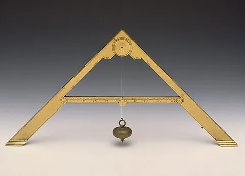 archipendulum: an ancient device used to measure angles, consisting of an A-shaped device with a plumbline...