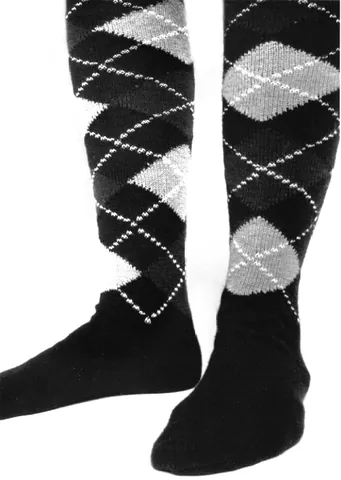 argyle: a pattern of diamond-shaped areas on a solid background; used especially of knitwear