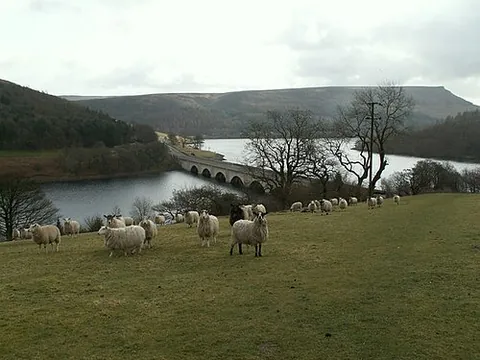 ashopton: a demolished village, now flooded by Ladybower Reservoir, with its site in High Peak borough,...