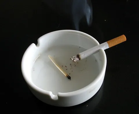 ashtray: a receptacle for ash and butts from cigarettes and cigars