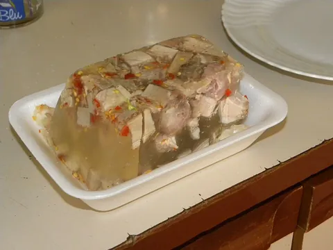 aspic: a meat or fish jelly