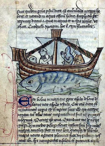 aspidochelone: a fabled sea creature according to the tradition of the Physiologus and medieval bestiaries,...