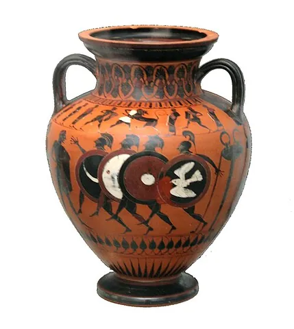aspis: a type of round shield borne by ancient Greek soldiers