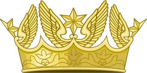 astral crown: a gold crown surmounted with eight low points. The centrals and laterals points are topped with a...