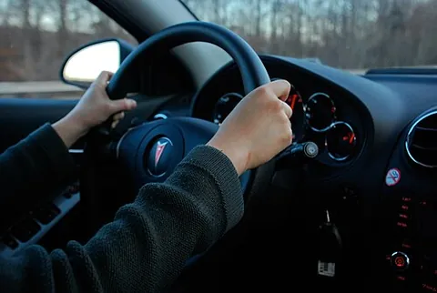 at ten and two: referring to a type of driving, regarded as safe and conventional, where the positions of the hands...