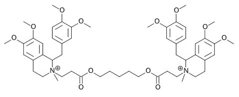atracurium: a muscle relaxant administered intravenously in the form of its besylate C₆₅H₈₂N₂O₁₈S₂ especially...