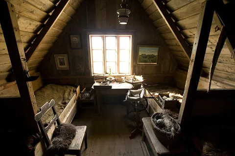 attic: the space, often unfinished and with sloped walls, directly below the roof in the uppermost part of...