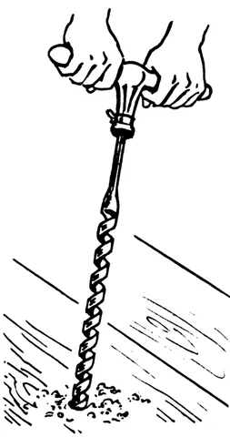 auger: a carpenter's tool for boring holes longer than those bored by a gimlet