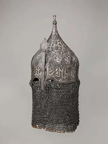 aventail: a curtain or flap of mail, fastened to a helmet, or to a coif (hood) of mail, covering the lower...