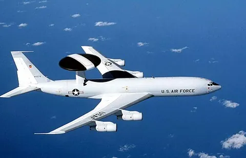 awacs: an aircraft that contains an AWACS system; especially, the Boeing E-3 Sentry