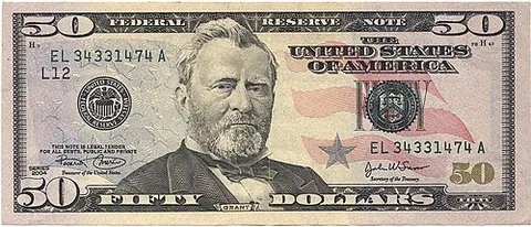 ulysses s. grant: a United States fifty-dollar bill