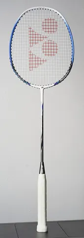badminton racket: a light, long-handled racket, used to hit a shuttlecock in the game of badminton